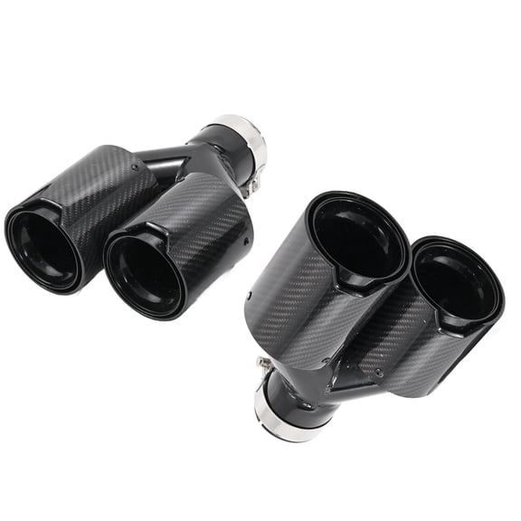 Carbon Fiber Style For BMW Dual Exhaust Twin End Tips Tail Pipe 101MM Out 63MM