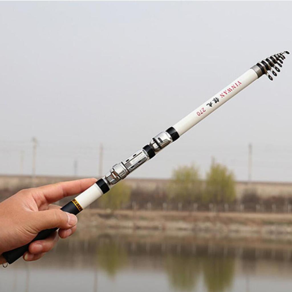 Carbon Fiber Telescopic Fishing Rod Pole Travel Rod 1.5m,Green