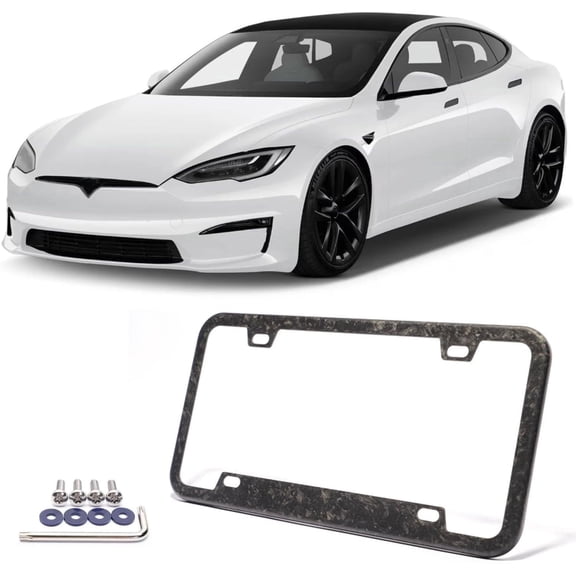 Carbon Fiber Tesla Aerospace Grade License Plate Frame Fits All Models, Easy Install