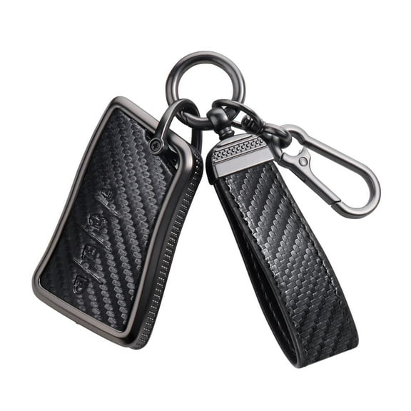 Carbon Fiber Texture Key Fob Cover Compatible with Lexus ES350 ES300h UX200 LS500 LS500H LC500 LC500h Smart Key 4 Buttons, Zinc Alloy Key Case Keychain Shell