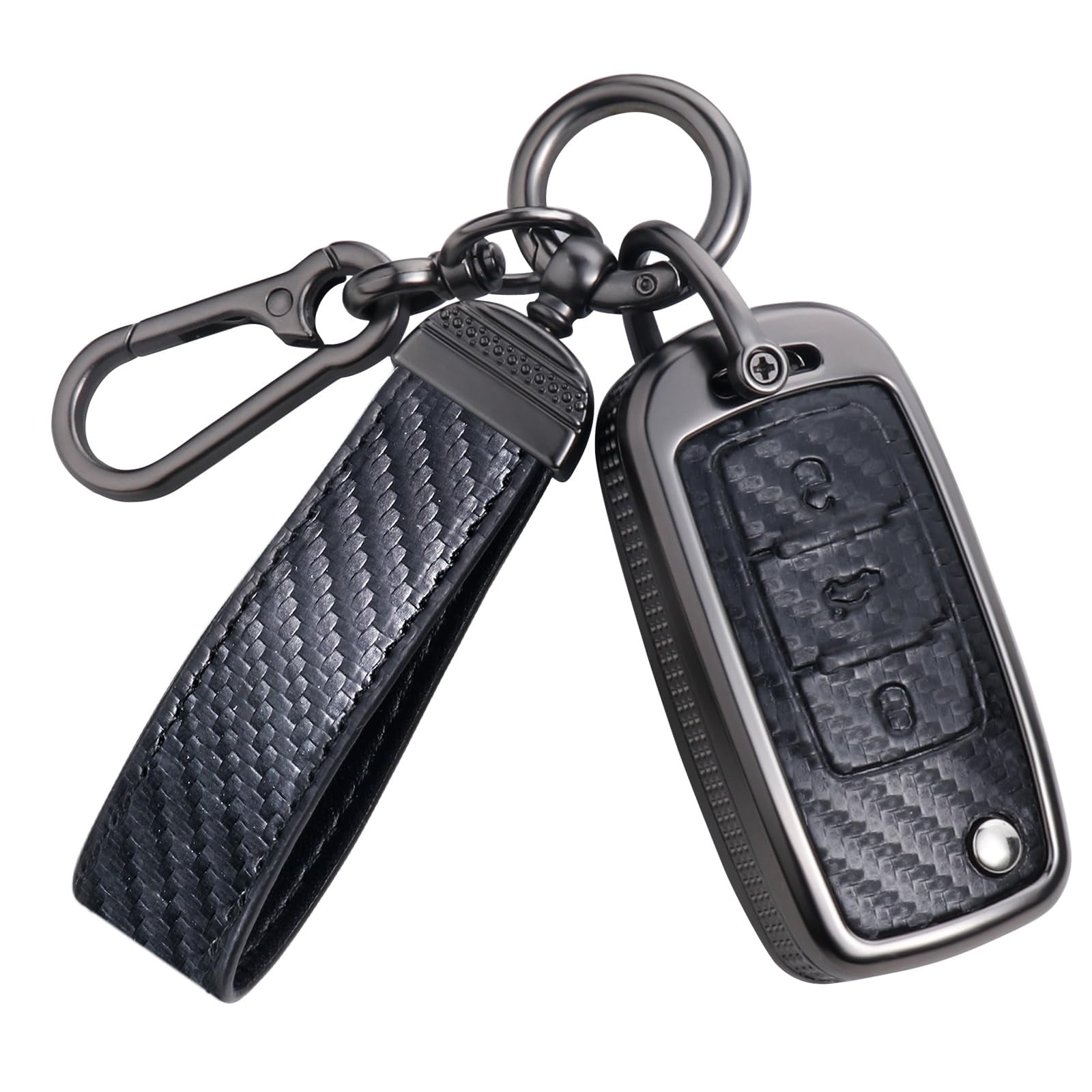 Carbon Fiber Texture Key Fob Cover Compatible with VW Volkswagen Jetta ...