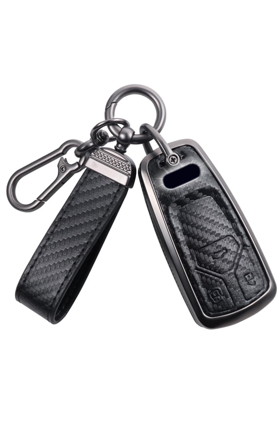 Carbon Fiber Texture Key Fob Cover Compatible with Audi A4 Q7 Q5 TT A3 A6 SQ5 R8 S5 Smart Key 3 Buttons, Zinc Alloy Key Case keychain Shell