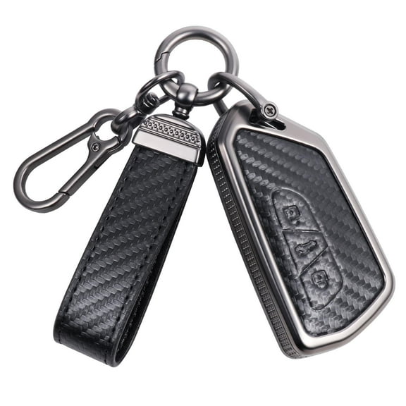 Carbon Fiber Texture Key Fob Cover Compatible with VW Volkswagen ID3 ID4 MK8 Golf 8 GTI Skoda Octavia 3 Buttons, Zinc Alloy Key Case keychain Shell
