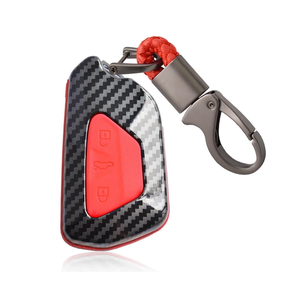 Carbon Fiber Texture Key Fob Cover for VW ID.4 Golf 8 ID.3 Skoda Octavia Seat Leon MK4 Keyless Keychain Holder ABS Plastic+Silicone Full Protector Key Case Shell