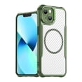 thumbnail image 1 of Carbon Fiber Texture Magnetic Case for iPhone 13, Compatible with MagSafe,Translucent Matte Anti-Fingerprint Back Slim Shockproof Protection Phone Case,Green,For iPhone 13, 1 of 9