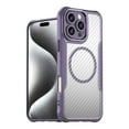 thumbnail image 1 of Carbon Fiber Texture Magnetic Case for iPhone 16 Pro, Compatible with MagSafe,Translucent Matte Anti-Fingerprint Back Slim Shockproof Protection Phone Case,Purple,For iPhone 16 Pro, 1 of 9