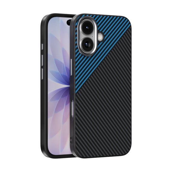 Carbon Fiber Texture Magnetic Case for iPhone 17, Compatible with MagSafe, Luxury Ultra Slim Shockproof Lightweight Drop Protective Durable TPU + PC Phone Case Cover - Blue
