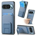thumbnail image 1 of Carbon Fiber Texture Wallet Case for Google Pixel 8A Phone Case with Card Holder and Kickstand, Magnetic for Google Pixel 8A Car Mount Military Grade Shockproof Protection Cover, Blue, 1 of 11