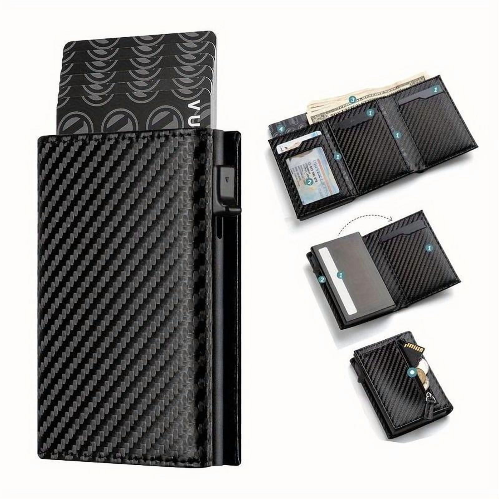 Image showcasing Carbon Fiber Wallet, Slim Minimalist Pop Up Card Holder for Men ...