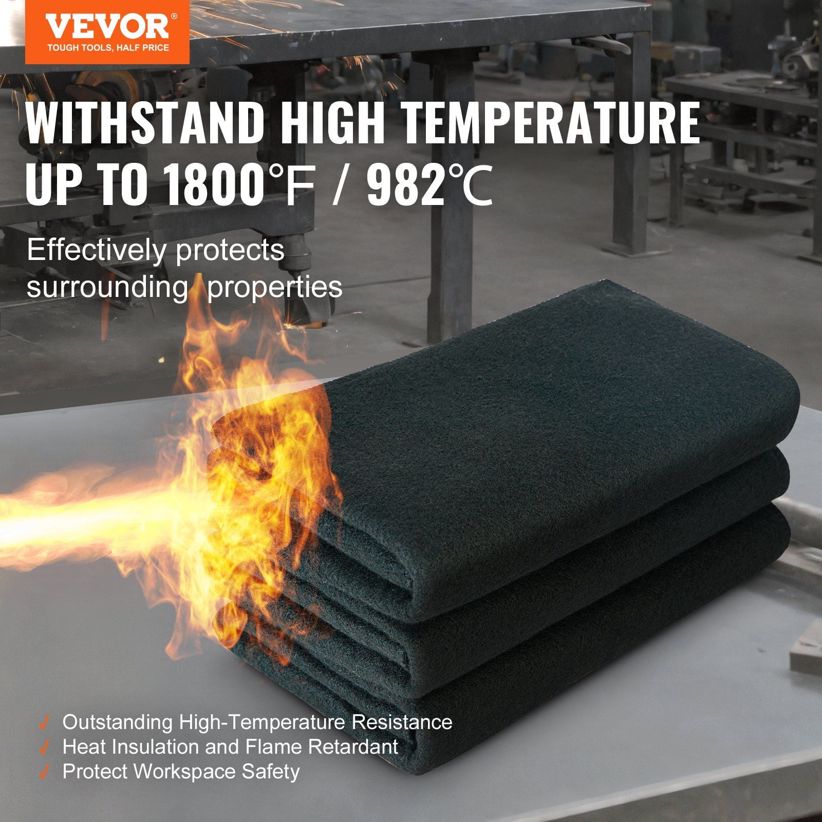Carbon Fiber Welding Blanket 4 Pack, 37x36 Inch Flame Retardant Heat ...