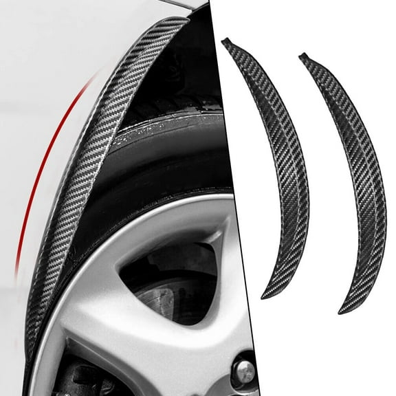 Carbon Fiber Wheel Eyebrow Lip Strip, Soft Rubber Fender Flare Trim For Scratch Protection, Anti-Splash Guard Arch Moulding Accessories, Carbon Black, 2 Pack