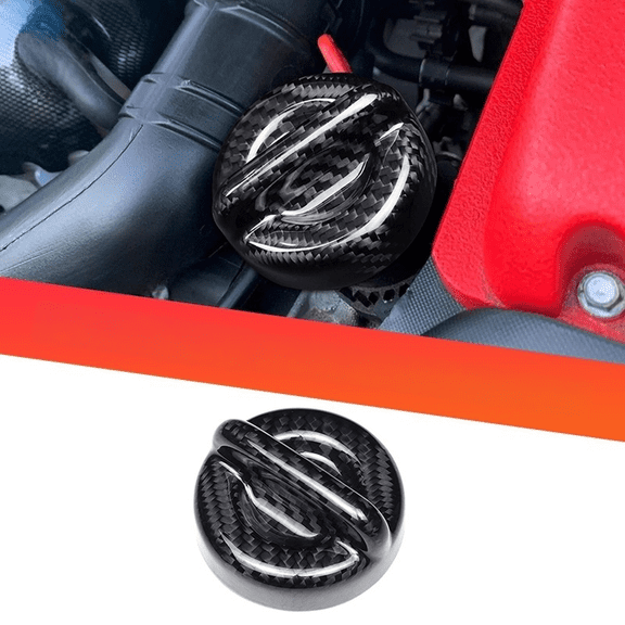 Carbon Fibre Engine Oil Filler Cap Sticker for Fiat 500 for ABARTH 595 695, High-Gloss Protective Trim Decal, Racing Style Exterior Car Accessory