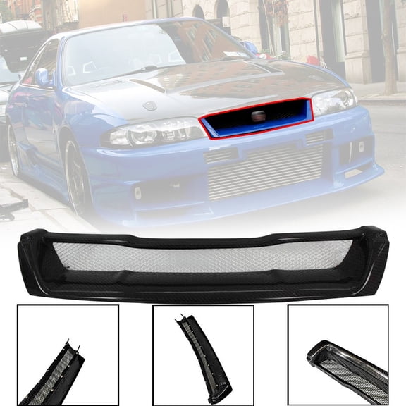 Carbon Front Mesh Grill Grlle Fit 1993-1998 Nissan Skyline R33 GTST (GTR-Style)