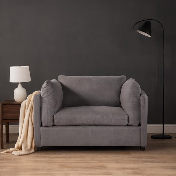 Carbon Gray Oversized Cuddle Chair with Extra Deep Seating and Pillow Back