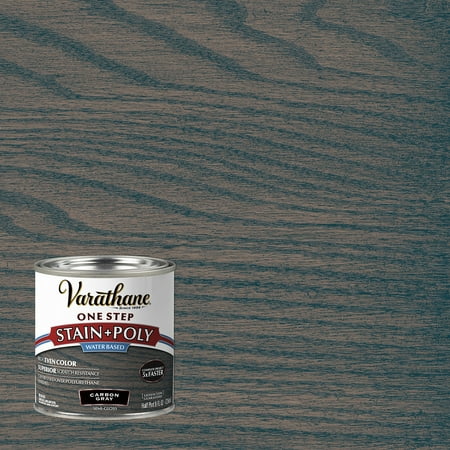 Carbon Gray, Varathane One Step Interior Wood Stain + Polyurethane, Semi-Gloss -384362, Half Pint