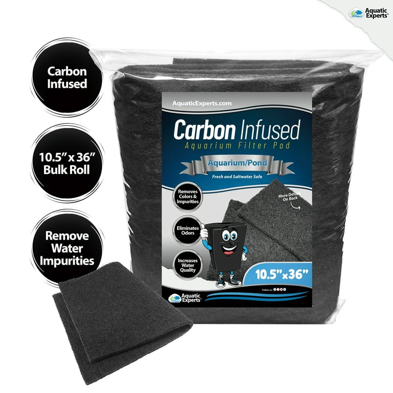 Carbon Infused Filter Pad Media for Crystal Clear Aquarium Fish Tank 1 Thick 10.5 x 36 Walmart