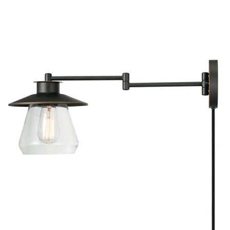 Carbon Loft  1-light Dark Bronze Plug-In or Hardwire Wall Sconce Bell Shape