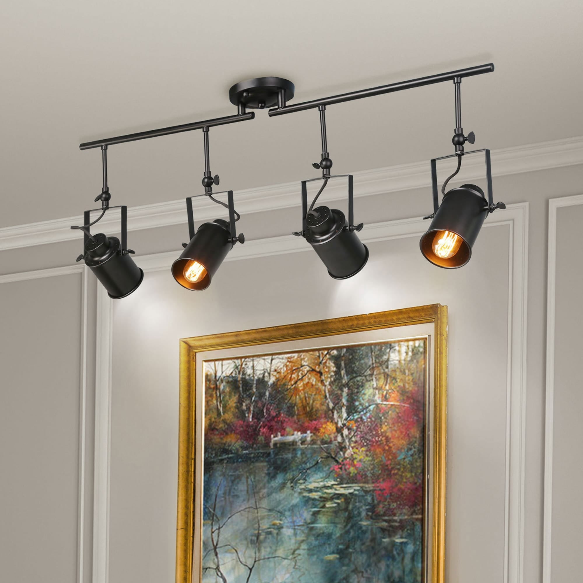 Carbon Loft DeMille Black 4-Light Spotlight Industrial Ceiling Tracking ...