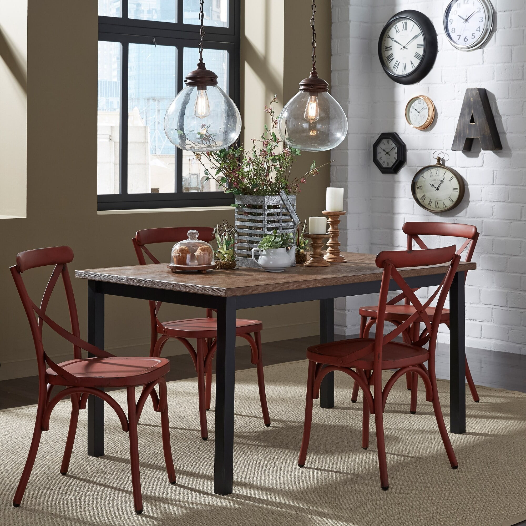 Carbon Loft None Vintage Series Distressed Metal X Back Side Chair Vintage Cream Set of 2 Assembled Side Chairs Red Distressed Industrial Rustic Walmart Business Supplies