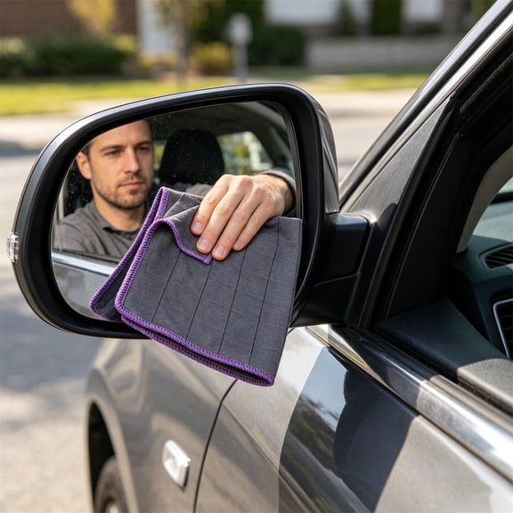 Carbon Microfiber Glass Cleaning Cloth, Car Cleaning Cloth, Reusable Lint Free Cleaner Towel for Kitchen, Window, Mirror, Glass, Car Windshield, Stainless Steel, 11.8 × 11.8 Inch