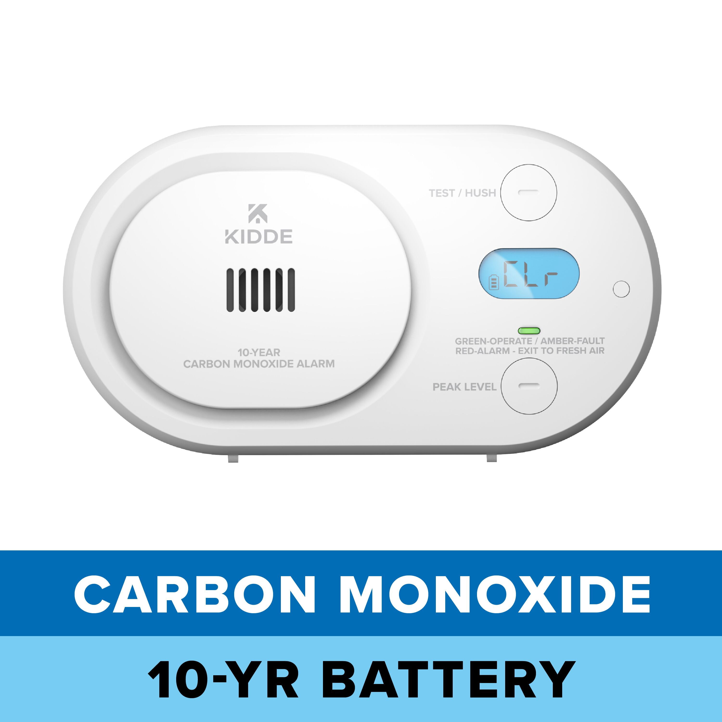 Kidde Carbon Monoxide Detector, 10-Year Battery, LED Status Indicators, 85 dB Alarm, COBD10