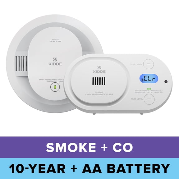 Kidde COB/20SD10 10-Yr Battery-Powered Photoelectric Smoke Alarm & AA Battery-Powered Electrochemical CO Alarm