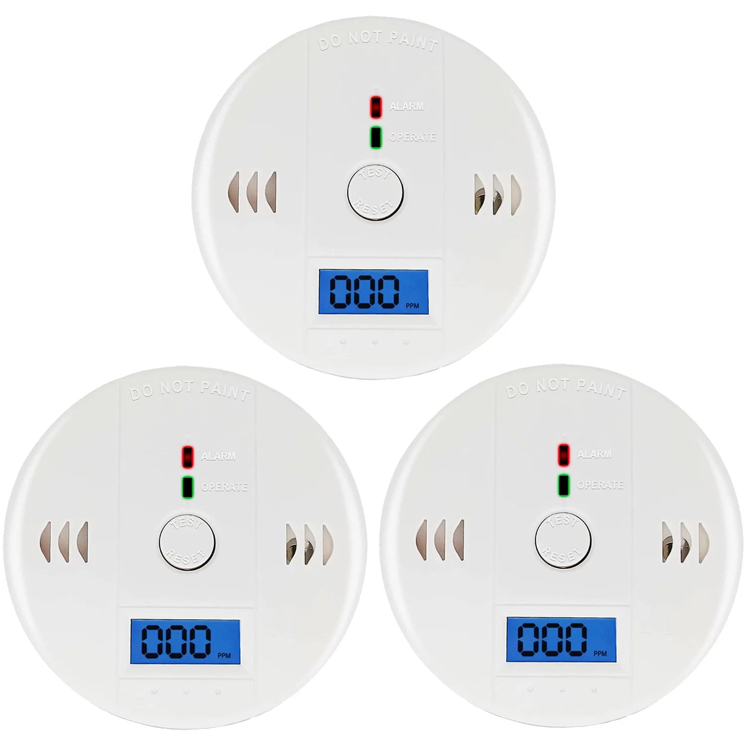 Carbon Monoxide Detectors, 3 Pcs Battery Powered Carbon Monoxide Alarm