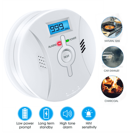Carbon Monoxide and Smoke Alarms, iFanze Sensitive Wireless Carbon Monoxide Alarm CO Detector with LCD Digital Display Plug-in Wall for Home Office Factory