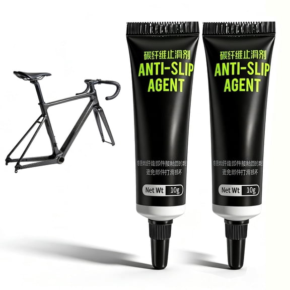Carbon Paste Bike Anti-Slip Agent - Professional Bicycle Grease for Carbon Fiber Seatpost, Stem & Front Fork, Prevents Slipping & Creaking Noises, Non-Abrasive Assembly Compound (2-Pack) P