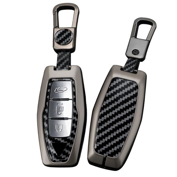 Carbon Pattern Car Key Cover Fit for Mitsubishi Outlander 2022 2023 2024 2025,Smart Remote Key Fob Case,with Keychain,Scratch Resistant Key Skin