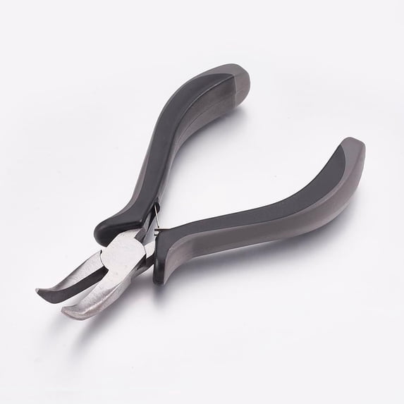 Carbon Steel 1Pc Bent Nose Pliers 5.1 Inch Jewelry Pliers Gray Jewelry Making Tools Carbon Steel Tools Mini Chain Nose Pliers for Jewelry Making Gripping Carbon Steel
