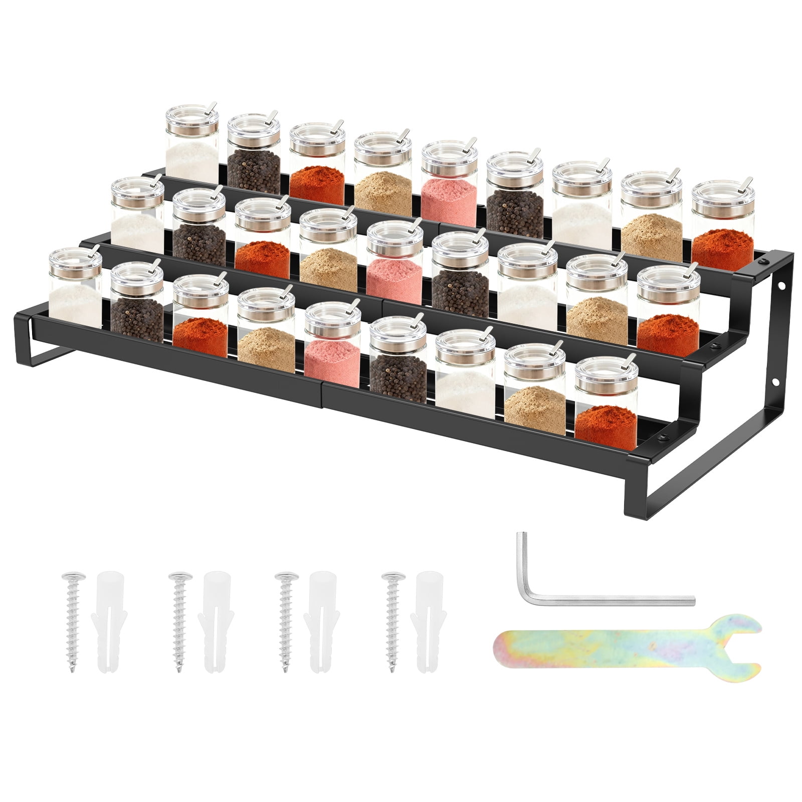 Carbon Steel 3 Tier Expandable Spice Bottle Rack Anti Deformation ...