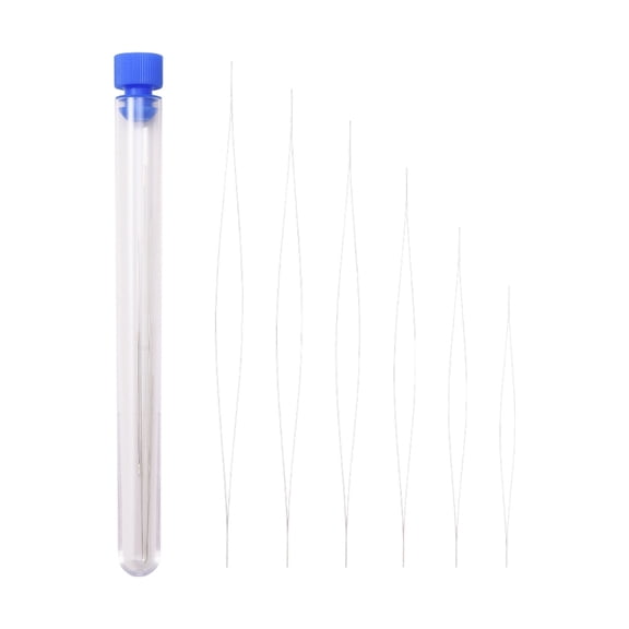 Carbon Steel 6pcs 6 Sizes High Carbon Steel Big Eye Beading Needle 45~125x0.5x0.2mm 1pc/size