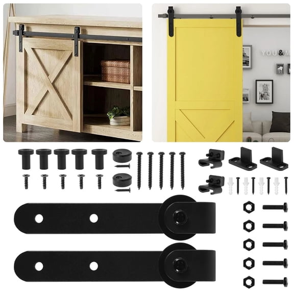 Carbon Steel Barn Door Sliding Track Kit Door Panel Top Mounted Hanging Rail Hanger Track Smooth Silent Barn Door Wheel