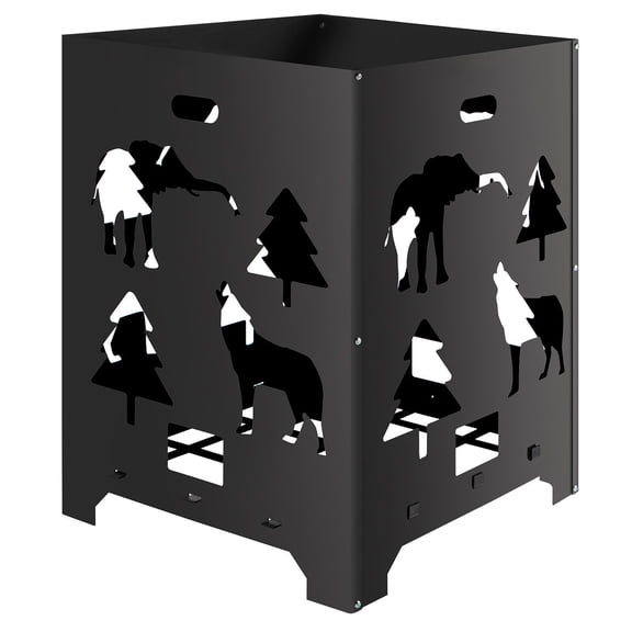 Carbon Steel Burn Barrel Incinerator 21 x 21 x 27 Inch Burn Cage with Lid and Handle for Outdoor Wood Leaf Trash Fire Pit