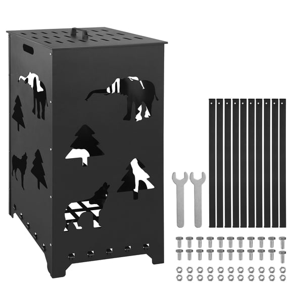 Carbon Steel Burn Barrel Incinerator Cage with Handles for Yard Waste Paper Leaves, 22x22x45 Inch Metal Fire Pit with Vent Holes, 94 Gallon Capacity
