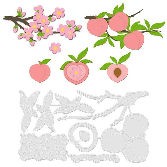 Carbon Steel Cutting Dies Stencils for DIY Scrapbooking Photo Album Decorative Embossing Paper Card Stainless Steel Color Matte Style Peach Blossom Peach Pattern 8x14.4x0.08cm