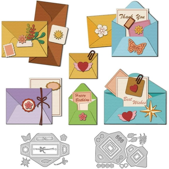 Carbon Steel Cutting Dies Stencils for DIY Scrapbooking Photo Album Decorative Embossing Paper Card Envelope 101~109x145~158x0.8mm 2pcs/set