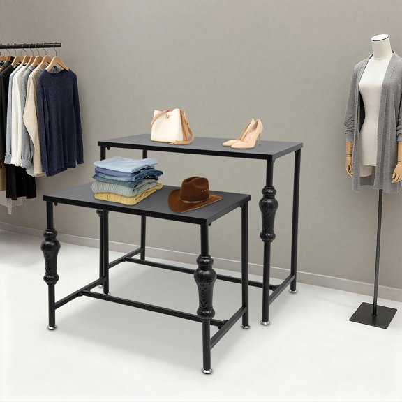 Carbon Steel Display Racks with High-temperature Baking Paint, 50lbs Each Load Capacity, Suitable for Foyers, Laundries, Dormitories to Display Clothes & Shoes