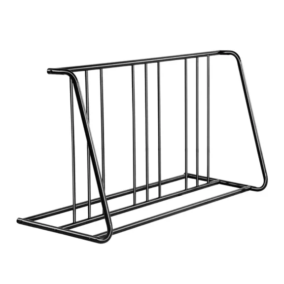Carbon Steel Double Sided Grid Bike Rack Stand 6 Bicycle Capacity Fits 3 Inch 76.2 mm Tire Width Freestanding Storage for Garage Indoor Outdoor Parking