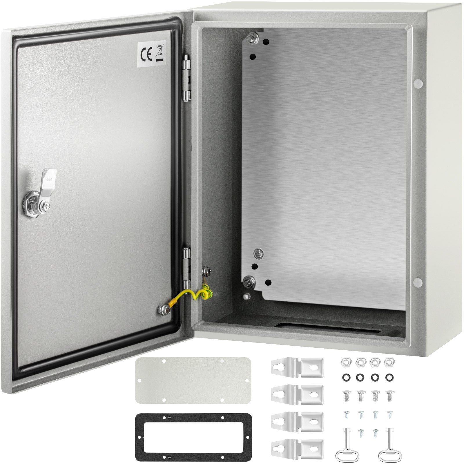 Carbon Steel Electrical Box 16x12x6 Inches Hinged Cover IP66 Waterproof Dust Resistant Outdoor Use with Mounting Plate