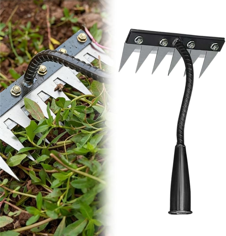 Carbon Steel Garden Hand Rake, 2026 New Garden Hand Rake Tool Carbon Steel 5/6/7/8 Teeth, Heavy Duty Weed Remover Tool for Yard, Farm, Soil & Lawn Care