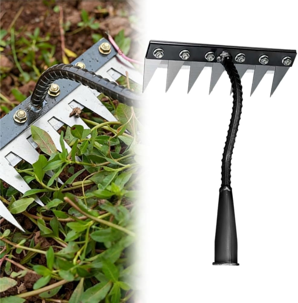 Carbon Steel Garden Hand Rake, 2026 New Garden Hand Rake Tool Carbon Steel 5/6/7/8 Teeth, Heavy Duty Weed Remover Tool for Yard, Farm, Soil & Lawn Care