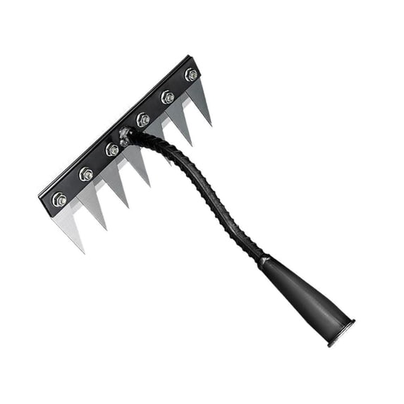 Carbon Steel Garden Hand Rake for Weeding, Scarifying, Dethatching and Aerating with Comfortable Grip