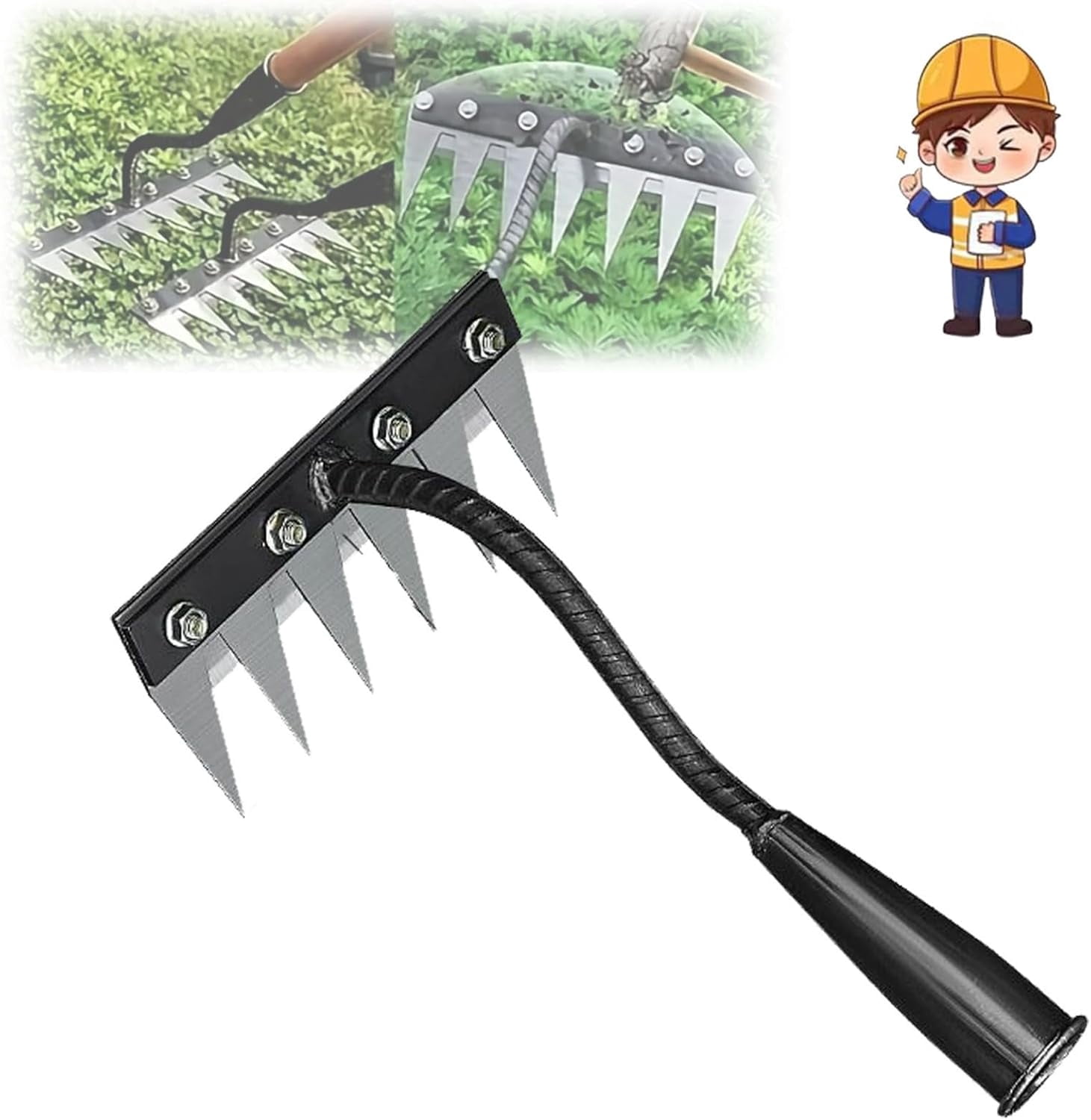 Weeding Rake Farm Carbon Steel Garden Weeding Rake, 2 in 1 Iron Rake 2.0 for Gardening ...