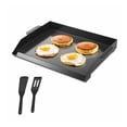 thumbnail image 1 of Carbon Steel Griddle 22x16 inch, Flat Top BBQ Griddle for Grill, Teppanyaki Plate, Portable Cookware for Camping, Tailgating, Family Meals - Black, 1 of 9
