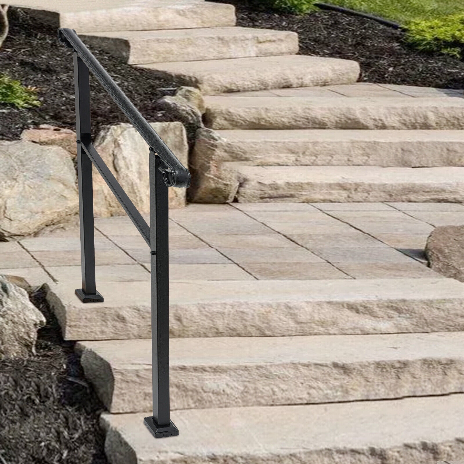 Carbon Steel Handrail Stair Railing fit 1-3 Step Handrail Outdoor Deck ...