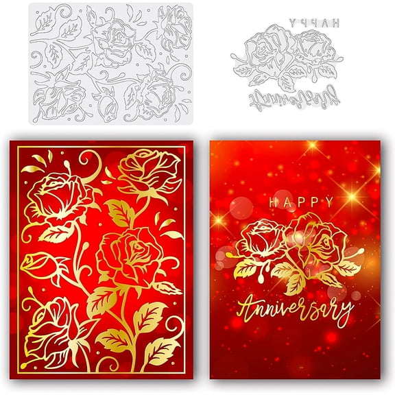 Carbon Steel Hot Foil Plate Metal Dies for DIY Scrapbooking Embossing Photo Album Craft Making Template Matte Platinum Color Flower Pattern