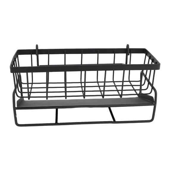 Carbon Steel Kitchen Sink Caddy with Removable Divider and Hanging Rod - Multi-Compartment Sponge & Soap Organizer Rack