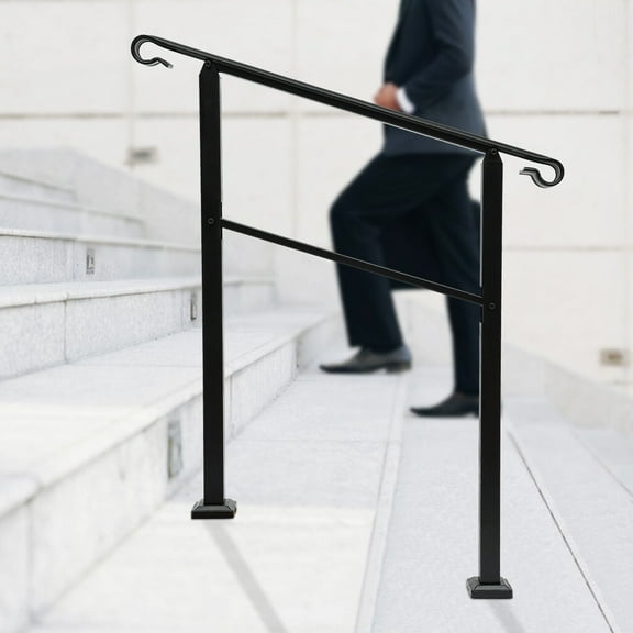 Carbon Steel Ladder Handrail Stair Railing fit 1-3 Step Handrail Outdoor Deck Hand Rail 400kg/881.8lbs Capacity